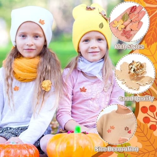 SANNIX 15Pcs Fall Pins, Fall Leaf Pin Thanksgiving Enamel Lapel Pins Autumn Maple Leaf Brooches Badges for Party Favors Backpacks Bags Hats Holiday Accessories - style: Maple Leaf Pin