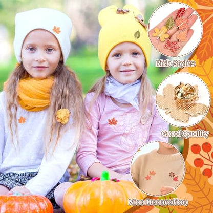 SANNIX 15Pcs Fall Pins, Fall Leaf Pin Thanksgiving Enamel Lapel Pins Autumn Maple Leaf Brooches Badges for Party Favors Backpacks Bags Hats Holiday Accessories - style: Maple Leaf Pin