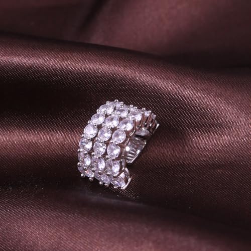 Ear Cuffs Non Piercing Gold Silver Earrings Cute Cubic Zirconia Sparkling Ear Cuff for Women Clip On Cartilage Huggie Earring Christmas Jewelry Costume - color: Silver-Three