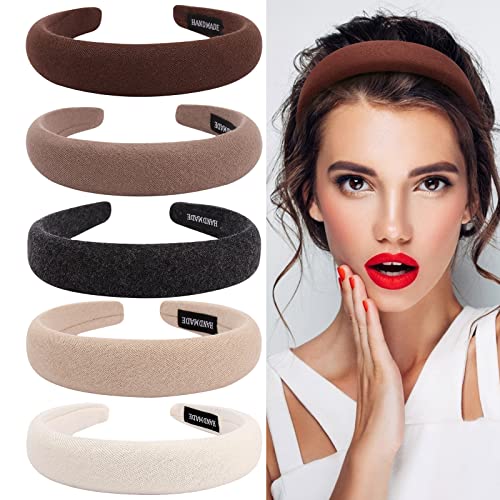 Ondder Assorted Padded Headbands for Women and Girls - Fashion Solid Color Wide Turban Hair Accessories, Diademas Para Mujer De Moda - color: Multi-colored A