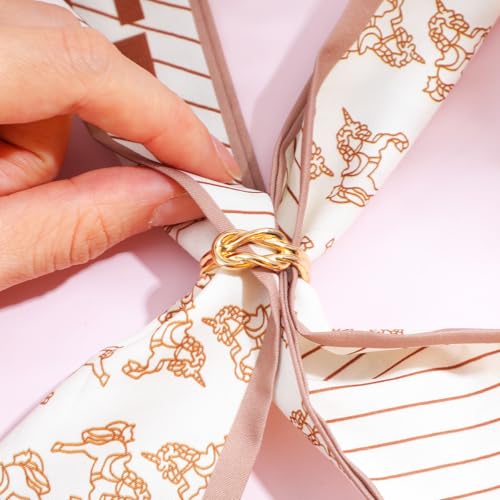 3 PCS Metal Scarf Ring, Double Layered Scarf Clips Silk Scarves Pin | Metal Shawl Buckles Scarfs Clasp Holder Decoration Accessories for Women T-Shirt Clasp Dress Clothing (Gold Silver Rose Gold)