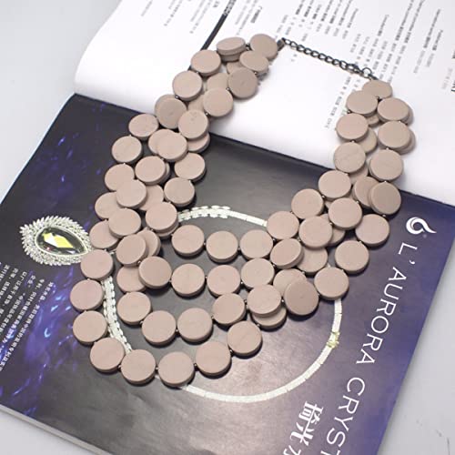 Colorful Beaded Necklace for Women,Chunky Wooden Bib Choker Necklace,Statement African Jewelry Multicolor Maroon Blue Fashion Collar Necklace - color: pink
