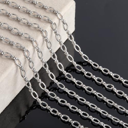 KYUNHOO 2M Oval Circle Chains for Jewelry Making Findings with Connectors | Silver Chain Roll 304 Stainless Steel Jewelry Chain Spool for Jewelry Making Supplies - color: Circle Silver