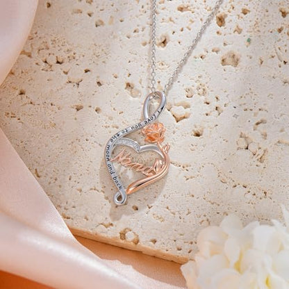 925 Sterling Silver Necklace Gifts for Women Crystal/Opal Jewelry Pendant Christmas Birthday Gift - style: Rose-Nana