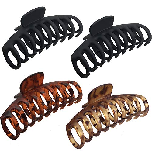 OWIIZI 4.3" Large Hair Claw Clips for Women Long Thick Hair (4 Packs) | Matte Leopard Hair Clips,Non-Slip Strong Hold Ponytail Barrettes,Jumbo Cute Hair Accessories,for Girls Thick Thin Curly Hair - color: Style 1