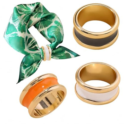 SYWDUDUCLT Scarf Ring for Women's Shawl, Silk Neckerchief, Tshirt, Gold/Sivler, S/M/L, 2 Pcs - style: Cylinder