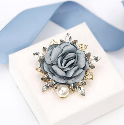 Rose Flower Brooch for Women Large Flower Brooch Elegant Pearl Brooches Handmade Crystal Pearl Pins Fabric Floral Lapel Pin Christmas Valentine's Day Dress Suit Accessories - color: otherB