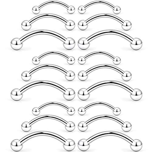 SCERRING 18-30PCS 20G Stainless Steel Eyebrow Tragus Helix Rook Daith Earrings Lip Ring Barbell with Balls Body Piercing Jewelry 6mm 8mm 10mm - color: 18PCS - Silver