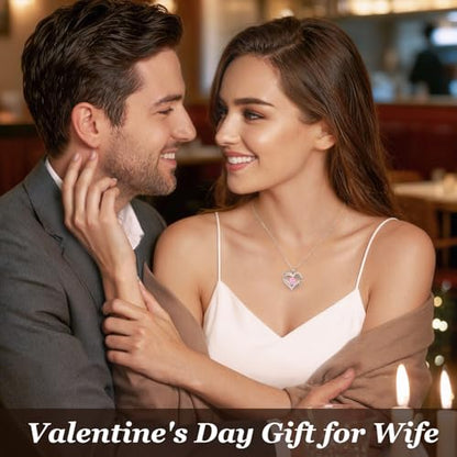 CDE Engraved Forever Love Heart Birthstone Necklace Jewelry Gifts for Women | Hypoallergenic,Nickel-Free & Lead-Free,3 x 3 mm 5A CZ Heart Pendant,Anniversary Christmas Birthday Gift for Girlfriend Wife - color: 10-Oct-WG, style: White Gold Plated