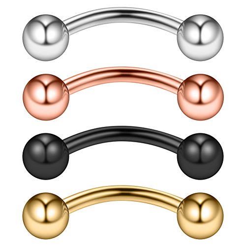 14G 12mm Surgical Steel Eyebrow Snake Eyes Tongue Navel Belly Ring Body Piercing Jewelry 2-6PCS - color: 14G 1/2" (12mm) Mix Color -4PCS