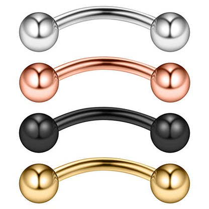 14G 12mm Surgical Steel Eyebrow Snake Eyes Tongue Navel Belly Ring Body Piercing Jewelry 2-6PCS - color: 14G 1/2" (12mm) Mix Color -4PCS