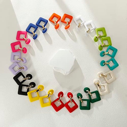 RUOFFETA Acrylic Rectangle Earrings, Fashion Acrylic Square/Oval/Hoop Statement Drop Earrings for Women - color: Black