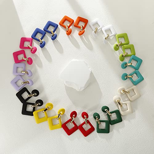 RUOFFETA Acrylic Rectangle Earrings, Fashion Acrylic Square/Oval/Hoop Statement Drop Earrings for Women - color: Orange
