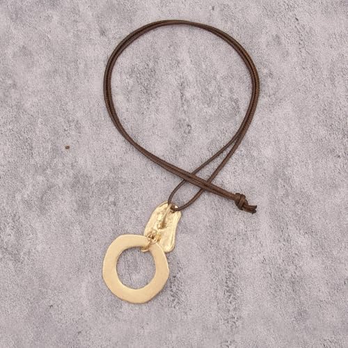 Bohemian Necklaces for Women Long Leather Necklace with Large Pendant Chunky Boho Hippie Jewelry Pendant Chocker Necklace - style: Bohemian Necklace