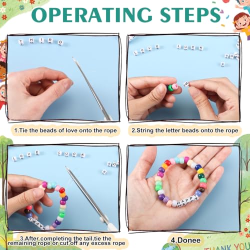 Tondiamo 24 Sets Back to School Gifts Friendship Bracelet Making Kit for Students Include Our Class is a Family Greeting Cards Beads Strings Bags DIY Kit for First Day of School Classroom - style: Classic
