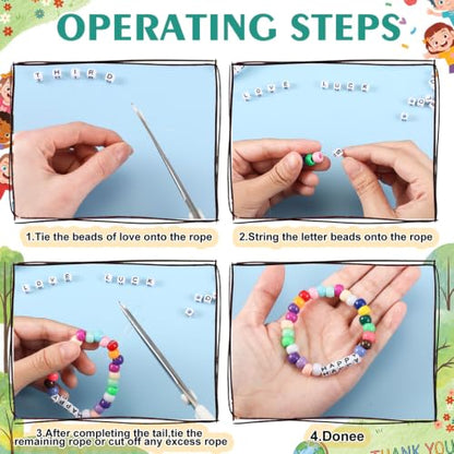 Tondiamo 24 Sets Back to School Gifts Friendship Bracelet Making Kit for Students Include Our Class is a Family Greeting Cards Beads Strings Bags DIY Kit for First Day of School Classroom - style: Classic