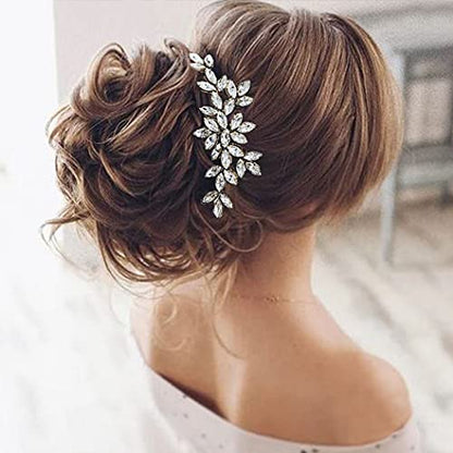 Bride Crystal Wedding Hair Comb Silver Bridal Side Comb Rhinestone Hair Accessorie for Women (A-Silver)