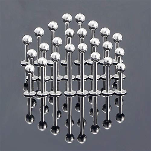 Labret Barbell 24PCS Monroe Lip Barbell Ring Helix Earring Tragus Cartilage Studs Surgical Steel Piercing Jewelry for Women Men 20-12G - color: A: 24pcs 16gauge