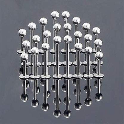 Labret Barbell 24PCS Monroe Lip Barbell Ring Helix Earring Tragus Cartilage Studs Surgical Steel Piercing Jewelry for Women Men 20-12G - color: A: 24pcs 20gauge