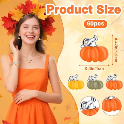 60Pcs Fall Pumpkin Charms for Bracelet Necklace Earrings Making | Alloy Enamel, Autumn Pumpkin Jewelry Pendants, Thanksgiving DIY Crafts and Gift, Harvest Celebration Party Supplies - style: Pumpkin Style