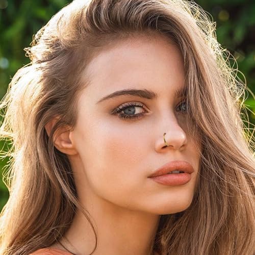 10Pcs Gold Nose Ring Hoop 18G/20G Clicker Nose Hoops Hypoallergenic Stainless Steel Nose Piercings Jewelry Gold Nose Jewelry Septum Helix Cartilage Lip Body Piercings for Women Men 7mm 8mm 9mm 10mm 12mm - color: Gold and Silver-18G