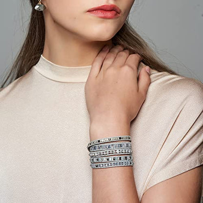 Bracelet for Women – Handmade Vegan Boho Natural Stone Layered Bracelet, Thailand Bohemian Stackable Beaded Wrap Bracelets, Summer Hippie Bracelet Stack, Fashion Jewelry Gifts - color: A8-Bianco