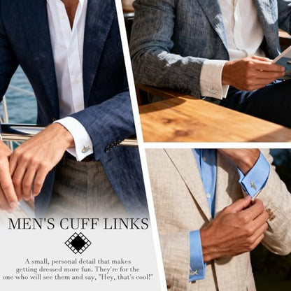 HAWSON Various Unique Cuff Links Mens, Animal/Tactical/Music/Holiday/Cufflinks, Themed Wedding Dinner Party Gift Suit Accessories - style: Fish Skeleton