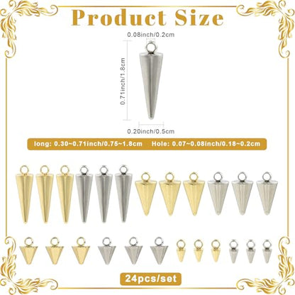 8-64Pcs Silver Goldern Color Heart Pendants Charms 10 Styles Heart Stainless Steel Metal Charms for Jewelry Making Crafting Necklaces Bracelets Earrings Keychains Birthday Gift - color: ConeC-40 pcs