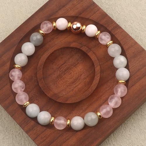 KSQS Healing Stone Bead Bracelet for Women, Natural Gemstones Balance Protection Bracelet, Spiritual Crystal Beads Bracelet Anxiety Relief with Meaning Card - color: Fertility