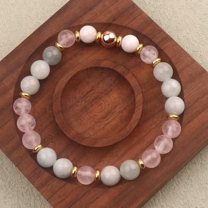 KSQS Healing Stone Bead Bracelet for Women, Natural Gemstones Balance Protection Bracelet, Spiritual Crystal Beads Bracelet Anxiety Relief with Meaning Card - color: Fertility