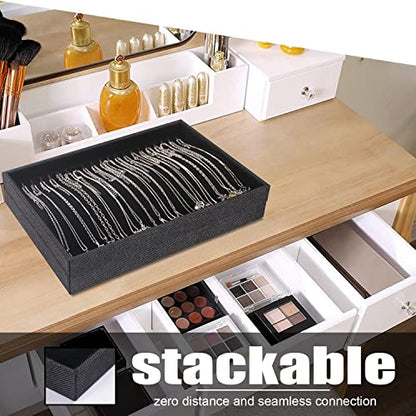 Julysky 2 Pcs/set Stackable Jewelry Organizer Trays，Necklace Tray+Necklace Tray, Jewelry Displays for Selling,Black - size: Necklace Tray + Necklace Tray