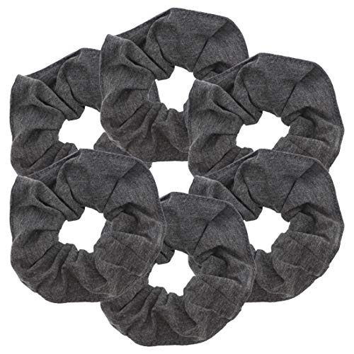 Motique Accessories Large Scrunchies for Women, Pack of 6, Dark Heather | Hair Ties for Medium & Thick Hair - color: Dark Heather Grey