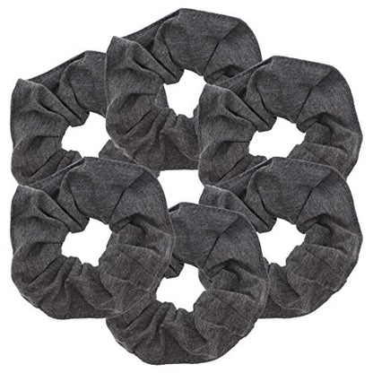 Motique Accessories Large Scrunchies for Women, Pack of 6, Dark Heather | Hair Ties for Medium & Thick Hair - color: Dark Heather Grey