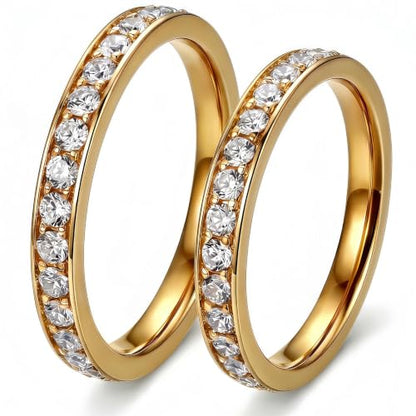 2-Pack 14K Gold Plated Stackable Rings for Oura Ring Gen 4 & Gen 3, Cubic Zirconia Simulated Diamond Stack Rings for Women - color: Golden
