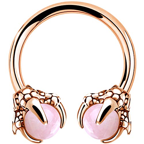 OUFER 316L Surgical Steel Circular Earrings Two White Opals Surrounded by Dragon Claws Cartilage Earing Ear Body Piercing Jewelry Helix Earrings Piercing… - color: Rosegold