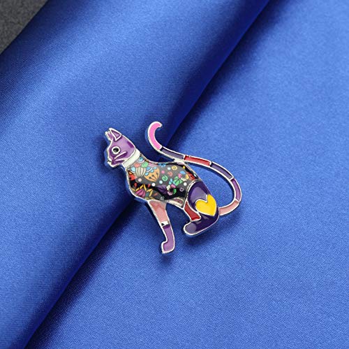 NEWEI Cat Brooch Pins for Women Girls Jacket Bag Charms Cat Pins Jewelry Gifts - color: Eggplant