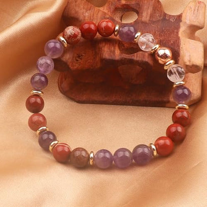 KSQS Healing Stone Bead Bracelet for Women, Natural Gemstones Balance Protection Bracelet, Spiritual Crystal Beads Bracelet Anxiety Relief with Meaning Card - color: Health