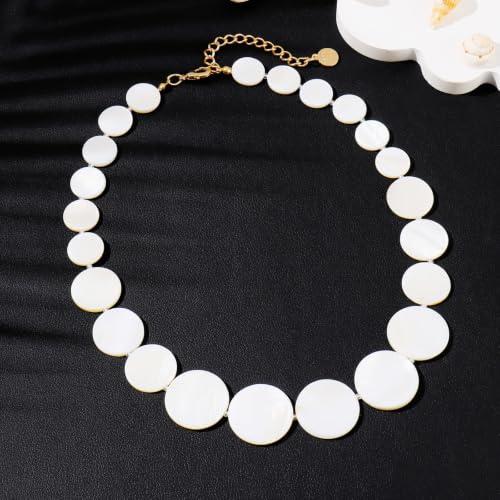 Firstmeet Boho Round Shell Necklace Old Money Style Strand Seed Bead Collar