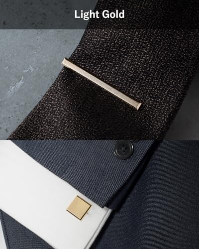 [TAVARAT] Tie Clip Tie Clips for Men Black Silver Light Gold Tie Bar Tie Pin Tps-163 - style: cufflinks set (light gold)