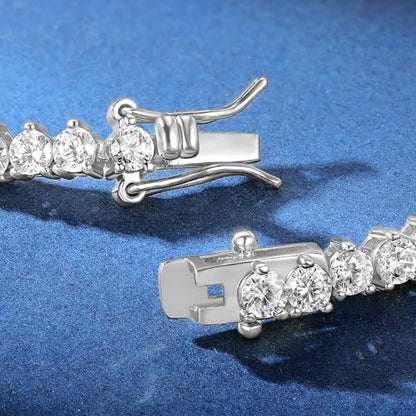 Gemsme 18K White/Yellow Gold Plated 4.0mm Cubic Zirconia Classic Tennis Bracelet 6-9 Inches - color: White Plated, size: 8.5inch