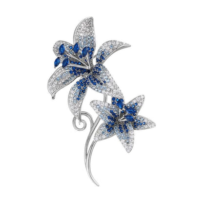 Flower Brooch for Women Rhinestone Pearl Zirconia Flower Lapel Pin Birthday Holiday Gift for Mother Wife Girlfriend - color: 02 Lily-2