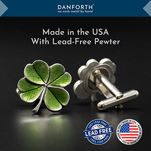 – Cufflinks For Men, Set Of 2, ¾” – Handmade High End Metal Cuff Links For Men – Fancy Jewelry For Guys – Made In USA - color: Green Four Leaf Clover