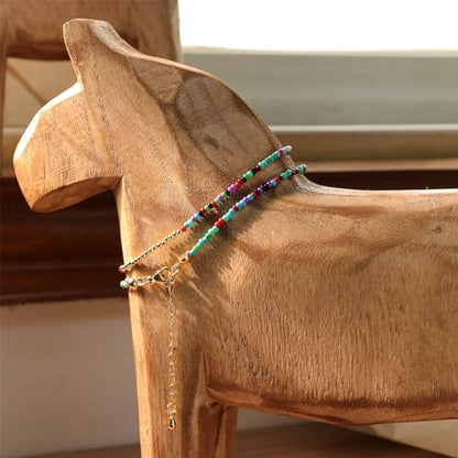 Gold Seed Beaded Necklaces for Women, Boho Handmade Adjustable Colorful Beads Choker Summer Beach Jewelry Gift. - color: Turquoise