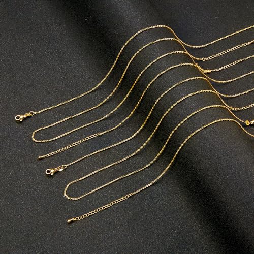 YOUBEIYEE 10 Pieces 18K Gold Plated Oval Jewelry Making Chains | Necklaces Bulk with Extender Chains - color: Gold Oval