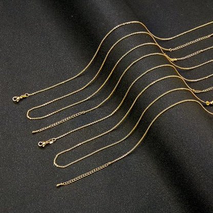 YOUBEIYEE 10 Pieces 18K Gold Plated Oval Jewelry Making Chains | Necklaces Bulk with Extender Chains - color: Gold Oval