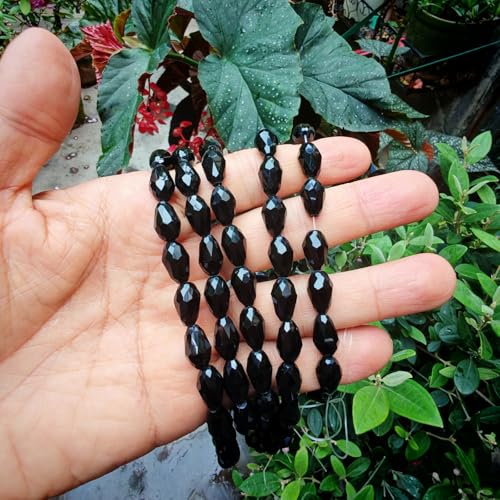 8x12mm Teardrop Glass Beads for Jewelry Making, Vertical Hole Faceted Crystal Prism Beads for Pendants Bracelet Necklace Earring, Black 100pcs - color: Black