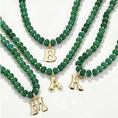 Initial Beaded Necklaces for Women,14K Gold Plated Bubble Letter Pendant Jewelry Gifts - color: acrylic neccklace-m