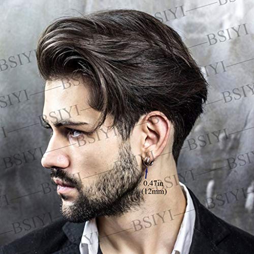 Stainless Steel Hoop Earrings for Men - Hinged Hoop Huggie Piercing Earrings Set For Men Women, Hypoallergenic Lobes Small Round Earrings - color: 3 Color Inner Diameter 0.47" (12MM)