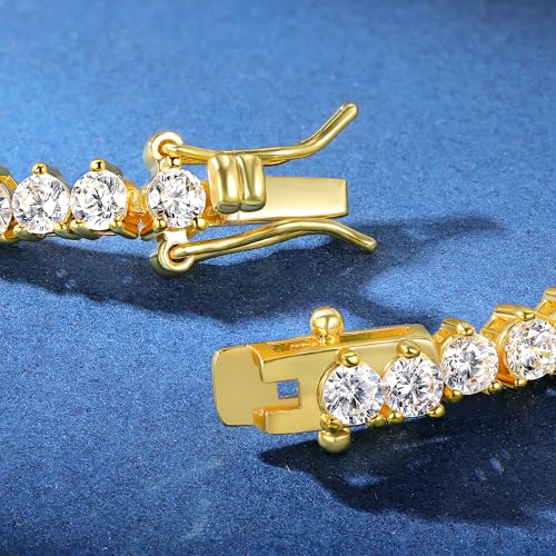 Gemsme 18K White/Yellow Gold Plated 4.0mm Cubic Zirconia Classic Tennis Bracelet 6-9 Inches - color: Gold Plated, size: 6.5inch