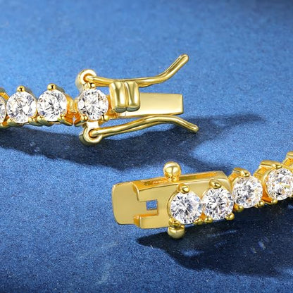 Gemsme 18K White/Yellow Gold Plated 4.0mm Cubic Zirconia Classic Tennis Bracelet 6-9 Inches - color: Gold Plated, size: 7inch